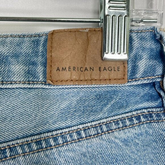 American Eagle Mom Jean Hi-Rise Straight Leg Light-Wash Stretch Sz 6 100% Cotton - Picture 7 of 14
